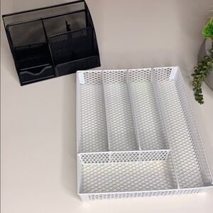 2 Home Office Desk Organization Trays Black White supplies